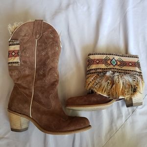 Vintage WOLVERINE  western  brown cowgirl boots